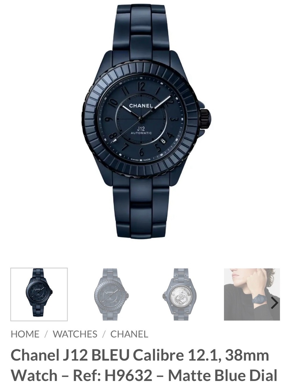 New Chanel J12 BLEU Caliber 38mm Watch Matte Blue in Ceramic Limited Edition